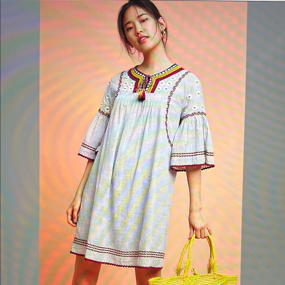 Anthropologie Yarn Embellished Tunic Dress by Maeve